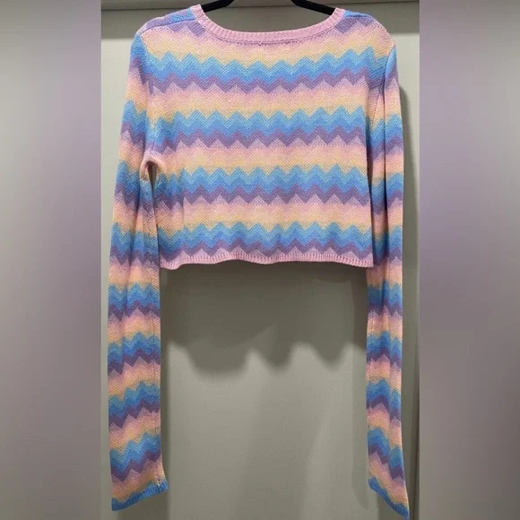 Sugar Thrillz Dolls Kill Follow The Rhythm Rainbow Crop Sweater Top - Picture 4 of 7